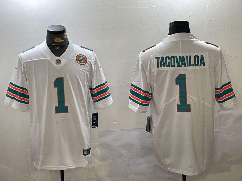 Men Miami Dolphins #1 Tagovailoa White 2024 Nike Vapor Limited NFL Jersey style 2->philadelphia eagles->NFL Jersey